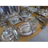 A good selection of plated ware including baskets, muffin dishes and entree dishes, salvers