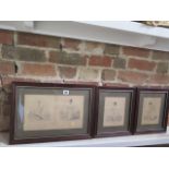 Four 19th century cricketing prints in modern frames, largest frame size 34cm x 47cm