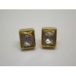 A pair of gilt metal rough diamond earrings, 11mm x 10mm, approx 5.4 grams, in unused condition