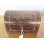 An Edwardian leather jewellery box with key, 22cm wide, in polished condition