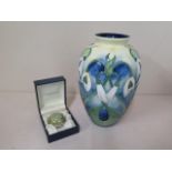 A Jeanne McDougall old Tupton ware vase, 20cm tall, and a small Moorcroft boxed pot