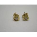 A pair of gilt metal rough diamond earrings, 8mm wide, in unused condition, approx 2.9 grams