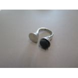 A Georg Jensen silver ring no 173 designed by Bert Gabrielsen with stone insert, possibly