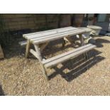 A second hand garden wooden picnic bench - Height 72cm x 50cm x 125cm