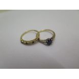 A hallmarked 18ct yellow gold diamond and sapphire ring and another gold sapphire and diamond