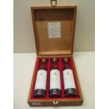 A presentation case of three 20cl bottles of Jean Pierre Carrere Armagnac, all sealed and levels