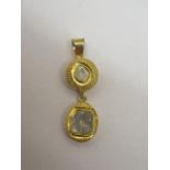 A gilt rough diamond drop pendant, 3.5cm long, approx 4.4 grams, in unused condition