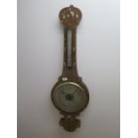 A 19th century mother of pearl and brass inlaid onion top barometer by Blachford and Imray
