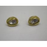 A pair of gilt metal rough diamond earrings, 15mm wide, approx 5.8 grams, in unused condition