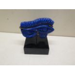 A lapis carving on stand, carving 5cm x 7cm, in good condition
