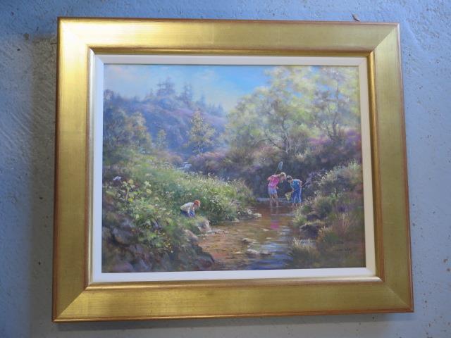 Eleanor Watt, Scottish, oil on canvas entitled Spring in the Glen a gilt frame, frame size 56 cm x