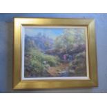 Eleanor Watt, Scottish, oil on canvas entitled Spring in the Glen a gilt frame, frame size 56 cm x