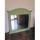 A modern green painted over mantle mirror, 121cm x 122cm