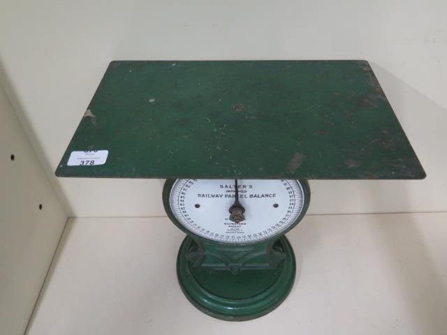 A set of scales marked Railway Parcels, 36cm tall, reasonably good condition - Image 2 of 2