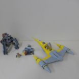 A Star Wars Lego Naboo fighter with four mini figures - believed complete but has not been