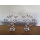 A pair of crystal glass Villeroy and Boch candelabra, 25cm tall x 17cm wide, both good condition