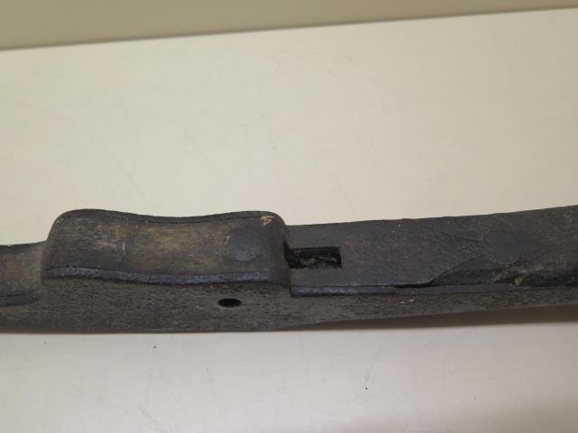 An antique wood and metal crossbow body, 86cm long in worn and pitted condition - Image 7 of 8