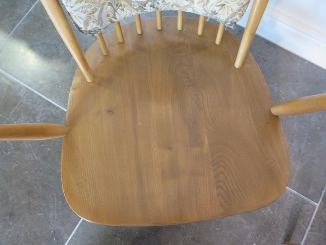 A pair of Ercol light elm low armchairs, 82cm tall x seat height including cushion 38cm, some wear - Image 3 of 4