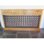A new pine 126 bottle wine rack with 5 wine box fronted drawers - made by a local craftsman to a
