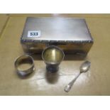 A silver desk box, napkin, eggcup and spoon box, 19cm x 11cm x 6cm, Birmingham 1965/66,