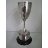 A Victorian silver Trophy cup, Elkington & Co, Birmingham 1867/68, with a later silver