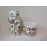 A Zsolnay Hungarian vase and centre vase, 32cm tall and 16cm tall, both good condition, some