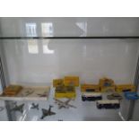 Twelve Dinky toys aircraft, one boxed, three missing propellers but all original paint and some wear