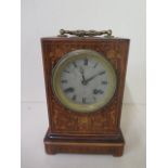 An early 19th century French marquetry inlaid rosewood carriage clock, the movement engraved Meyer