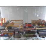 A collection of Hornby and other 00 gauge railway including buildings, rolling stock and 5 locos