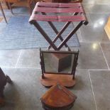 An Oak Butlers stand , Mahogany mirror and a Mahogany box