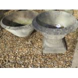 A stone effect concrete planter and urn, urn 43cm tall x 53cm diameter