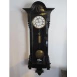 An 8 day single weight Vienna wall clock - Height 114cm - in generally good condition, running