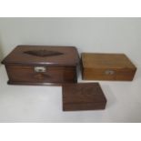 Three early 20th century wooden cigar boxes in polished condition