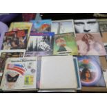 A collection of LPs including Elton John, Queen, Eric Clapton, The Beatles White Album, Steely Dan