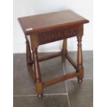 A 17th century style Victorian mahogany joint stool, 57cm tall x 44cm x 27cm in good polished