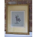 Algeron Thompson, watercolour horse and jockey entitled Felstead, in a gilt frame, frame size 36cm x