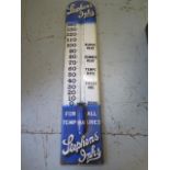 A large enamel Stephens inks Blue Bleed advertising thermometer, 155cm tall x 31cm wide, missing