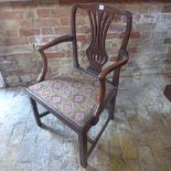 A Georgian Mahogany elbow chair 91 cm tall , seat height 42 cm
