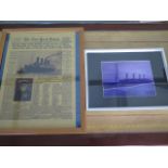A framed copy of the front page of The New York Times April 16th 1916, Titanic Sinking, 56cm x 45cm,