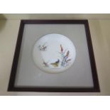 A Japanese hand painted bowl in a mahogany mount - frame size 30cm x 30cm x 6cm - in good condition