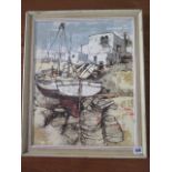 An oil on canvas, Sailing ships, signed Bernard Dufour, frame size 52cm x 43cm, in good condition