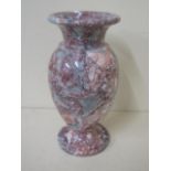 A pink marble vase, 20cm tall