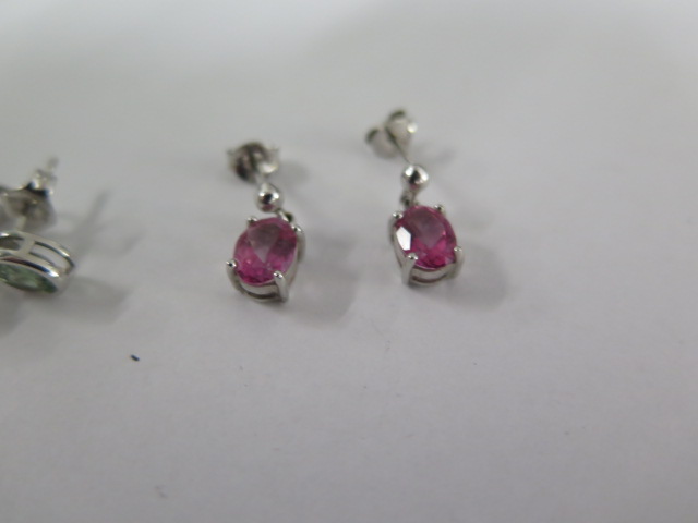 Two pairs of 9ct white gold earrings, total weight approx 3 grams - Image 3 of 3