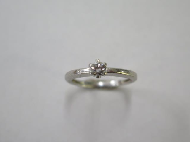 A platinum 950 diamond solitaire ring, size L, approx 3.2 grams, diamond approx 0.20ct, some usage - Image 2 of 4