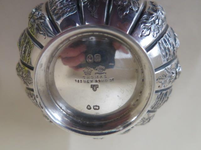 A Victorian silver Chinese style embossed bowl, 6cm tall x 10cm, London 1875/76, maker FDT - Image 5 of 5