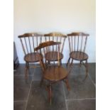 A set of four early 20th century penny seat chairs in generally good usable condition
