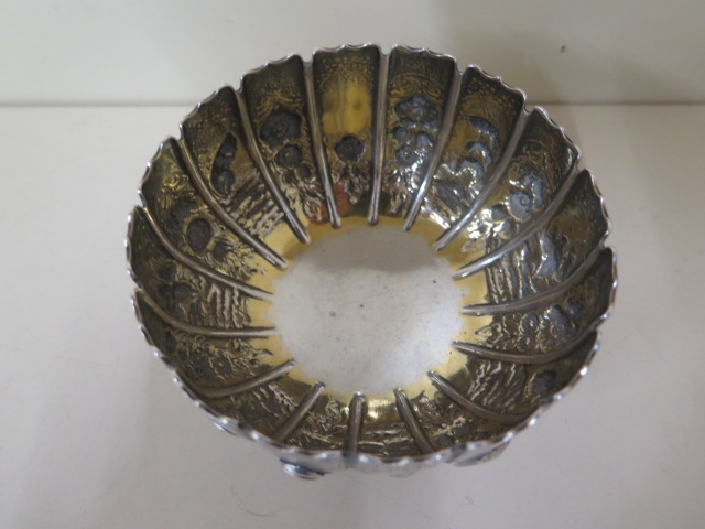 A Victorian silver Chinese style embossed bowl, 6cm tall x 10cm, London 1875/76, maker FDT - Image 4 of 5