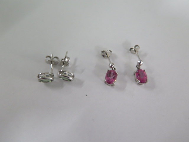 Two pairs of 9ct white gold earrings, total weight approx 3 grams