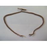 A hallmarked 9ct yellow gold double Albert watch chain, 39cm long, approx 25 grams, clasp working