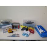 Three boxed Budgie diecast vehicles, a boxed Dinky Supertoys Coles Crane, 2 boxed Atlas ships, a